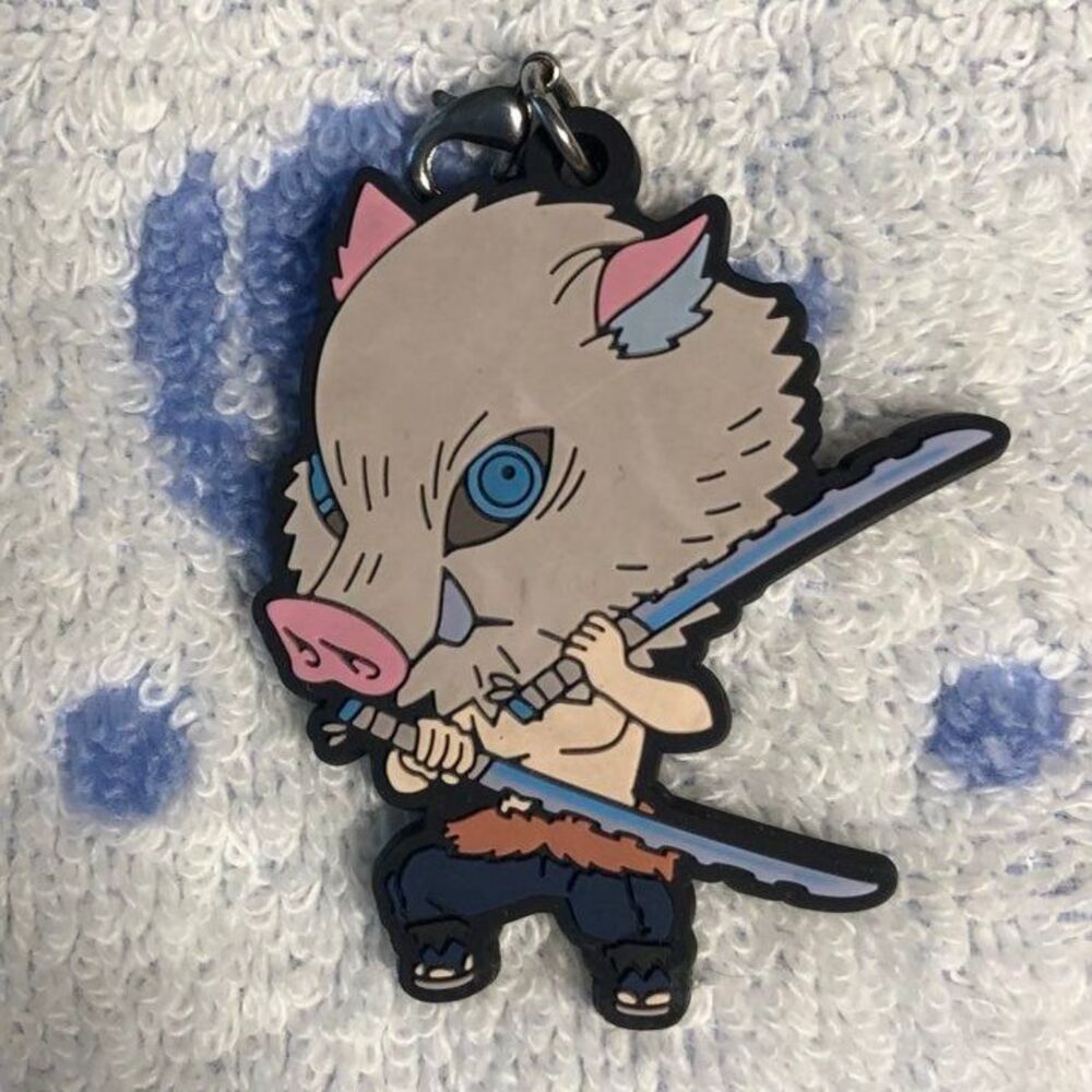 USED Demon slayer rubber keychain Inosuke